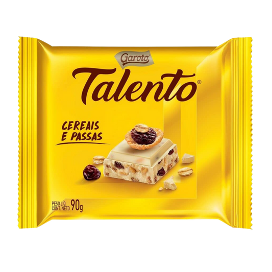 Chocolate Talento Branco com Cereais e Passas - GAROTO - 85g