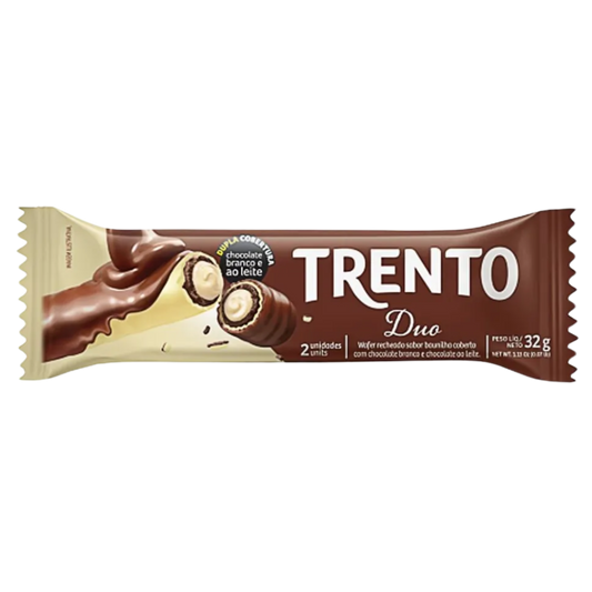 Chocolate Wafer Sabor Duo Chocolate e Chocolate Branco - TRENTO - 32g